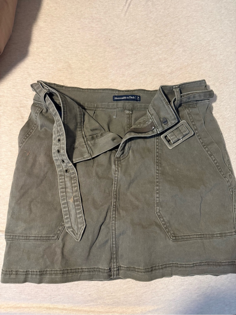 Abercrombie & Fitch Olive Utility Belted Mini Skirt